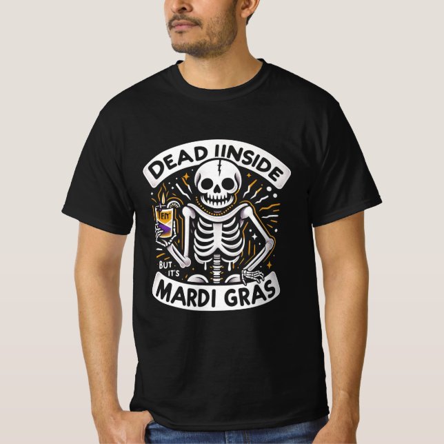 Camiseta El Mardi Gras - Un gracioso esqueleto (Anverso)