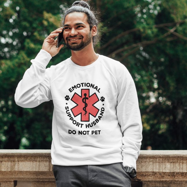 Camiseta El marido de apoyo emocional gracioso no es una ca (Funny Emotional Support Husband Do Not Pet SweetShirt)