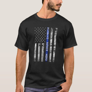 Camiseta El marido, padre, bandera americana del héroe