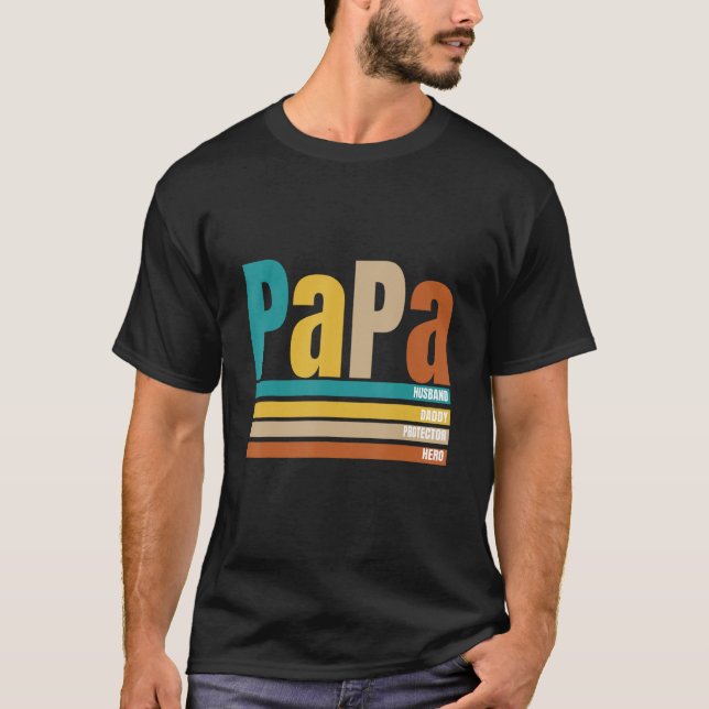 Camiseta El marido retro papi protector héroe padres día pa (Anverso)