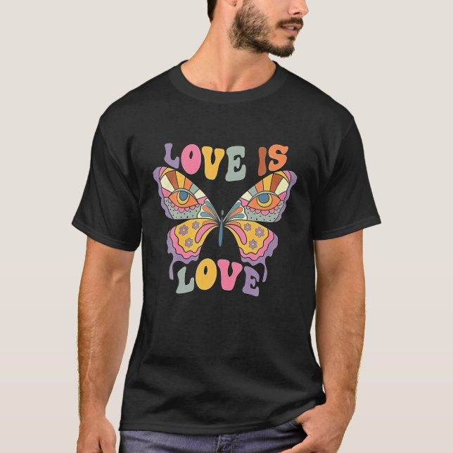 Camiseta El mariposa Boho Rainbow Love LGBT Gay Lesbi (Anverso)