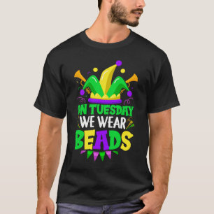 Camiseta El martes usamos cuentas Mardy Gras Celebraciones
