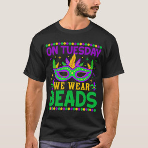 Camiseta El martes usamos cuentas Mardy Gras Celebraciones 