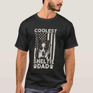 Camiseta El más frío Sheltie Dad Vintage American Flag Funn