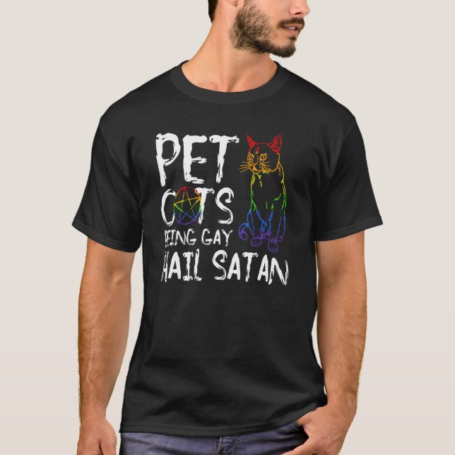 Camiseta El mascota Se Va A Ser Gay Hail Satan Lgbt Flag (Anverso)