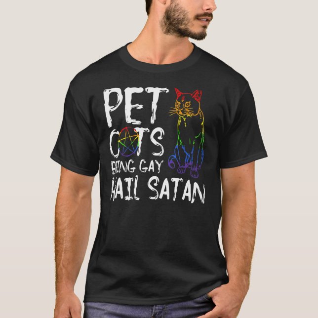 Camiseta El mascota Se Va A Ser Gay Hail Satan Lgbt Flag (Anverso)