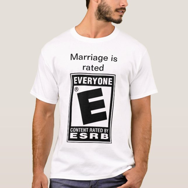 Camiseta El matrimonio está clasificado como "E" para todos (Anverso)