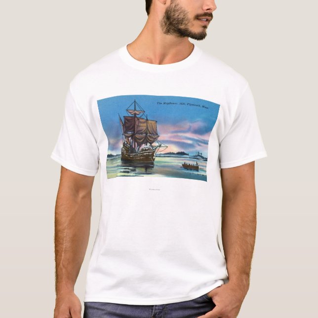 Camiseta El Mayflower que aterriza en 1620 escena (Anverso)