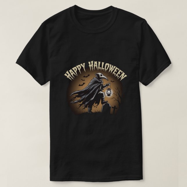 Camiseta El Médico de la peste: Feliz Halloween (Diseño del anverso)