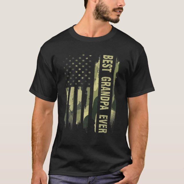 Camiseta El mejor abuelo de EE. UU., la bandera estadounide (Anverso)