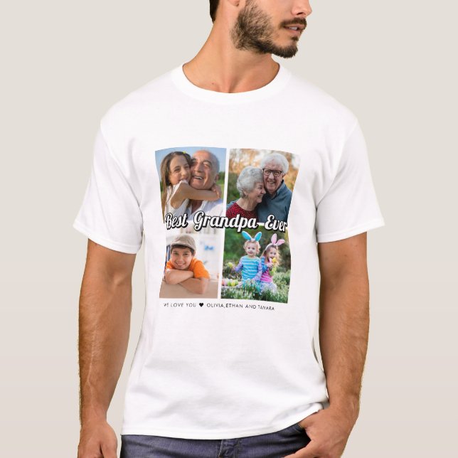 Camiseta El mejor abuelo jamás 4 Collage de fotos personali (Anverso)