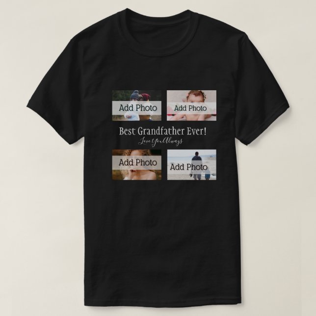 Camiseta El mejor abuelo jamás Collage de fotos guión blanc (Diseño del anverso)