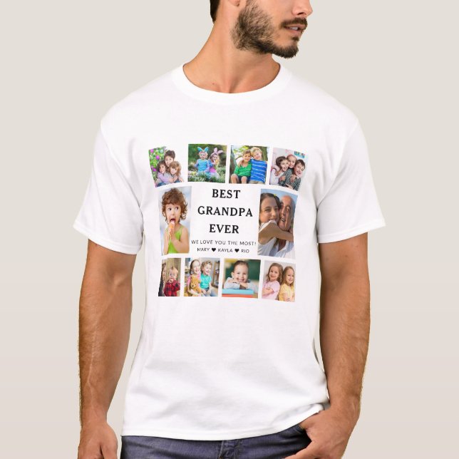 Camiseta El mejor abuelo jamás nietos 10 Collages de fotos (Anverso)