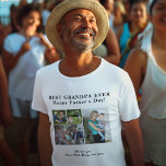 Camiseta El mejor abuelo nunca te ha encantado el collage d<br><div class="desc">Moderna y contemporánea BEST GRANDPA EVER Happy Father's Day 4 (mejor GRANDPA que nunca haya feliz al padre) collage de fotos con una simple camiseta blanca y negra con una plantilla de guión de tipografía audaz. Crea tu propio archivo con cuatro imágenes familiares y tu texto! Puede cambiar los colores...</div>