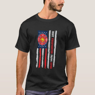Camiseta El mejor bombero papá de hombre jamás bandera de E