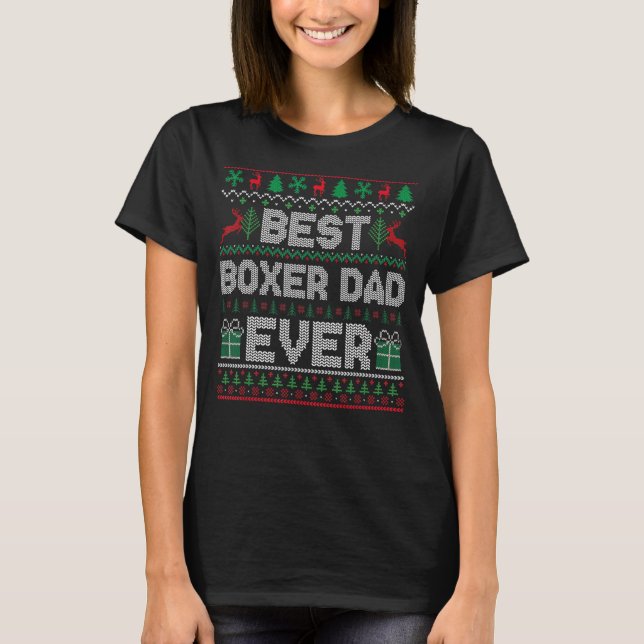 Camiseta El mejor Boxeador Padre Nunca Navidad Pajamas Matc (Anverso)