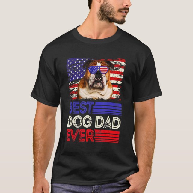 Camiseta El mejor Bulldog inglés de los hombres padre de la (Anverso)