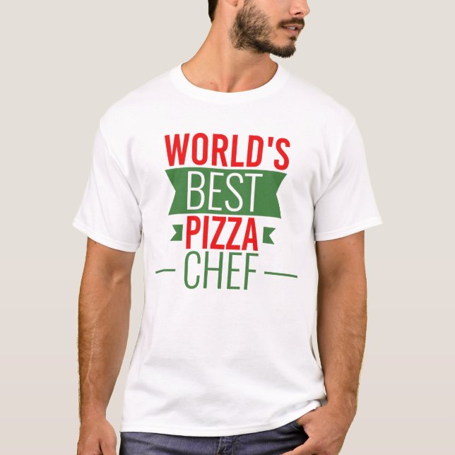 Camiseta El mejor chef    de pizza del mundo: verde rojo y  (Anverso)