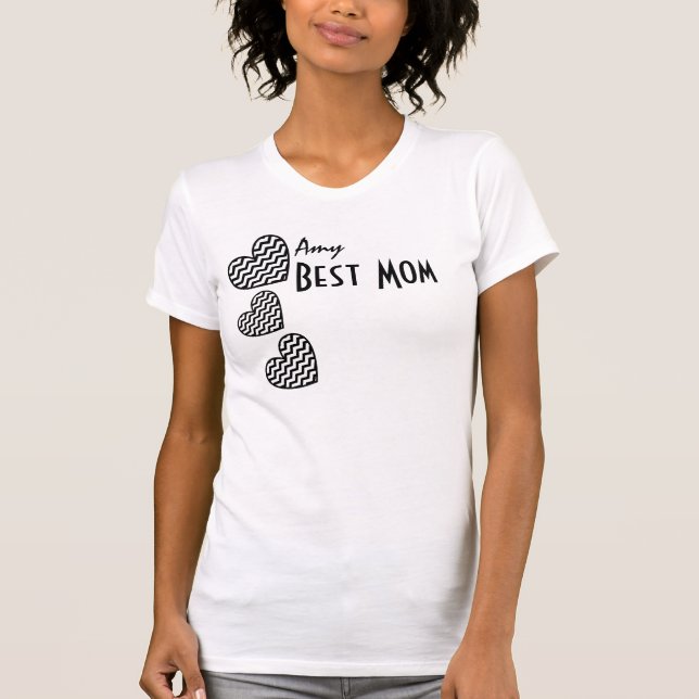Camiseta El MEJOR corazones modelados de la MAMÁ nombre de (Anverso)
