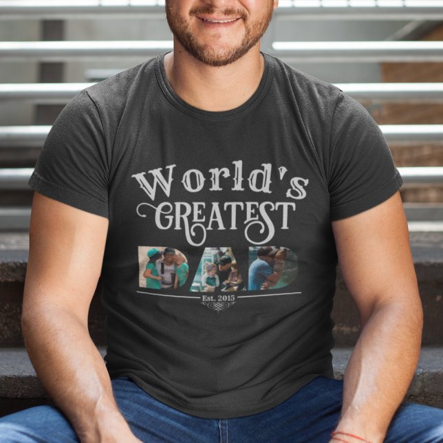 Camiseta El mejor DAD del mundo con 3 fotos (Subido por el creador)