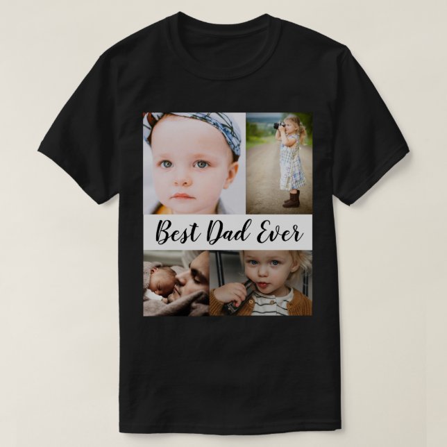 Camiseta El mejor día del padre multifoto de papá del mundo (Diseño del anverso)