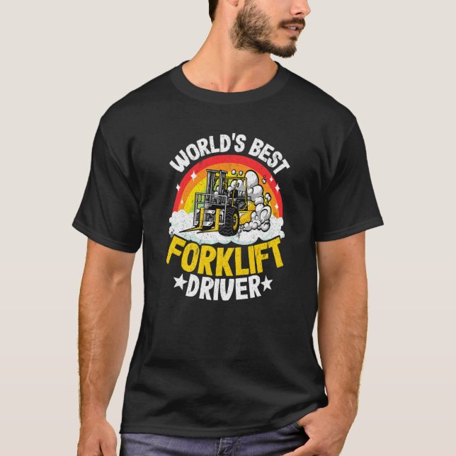 Camiseta El mejor elevador de horquillas del mundo arcoiris (Anverso)