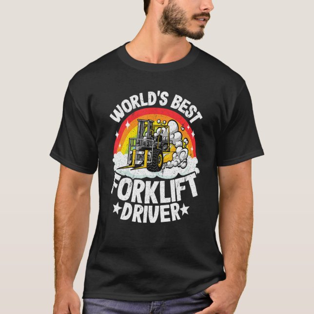 Camiseta El mejor elevador de horquillas del mundo arcoiris (Anverso)