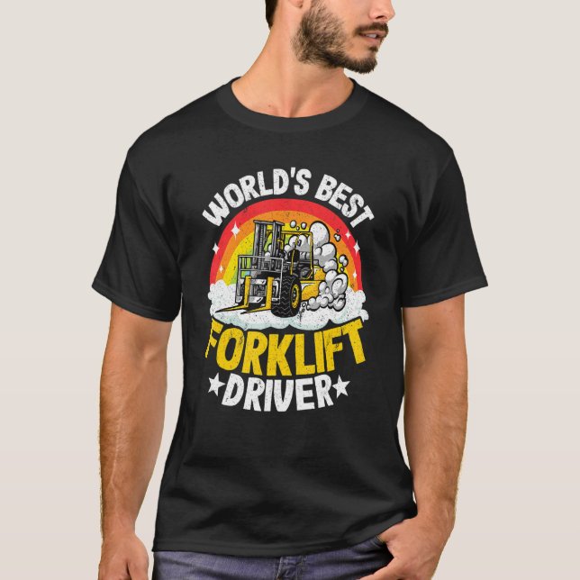 Camiseta El mejor elevador de horquillas del mundo arcoiris (Anverso)
