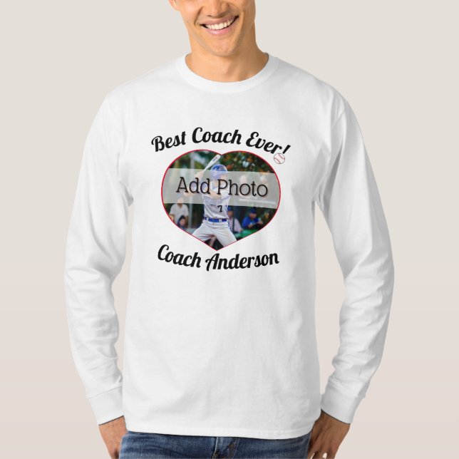Camiseta ¡El mejor entrenador de béisbol! Nombre de foto pe (Anverso)