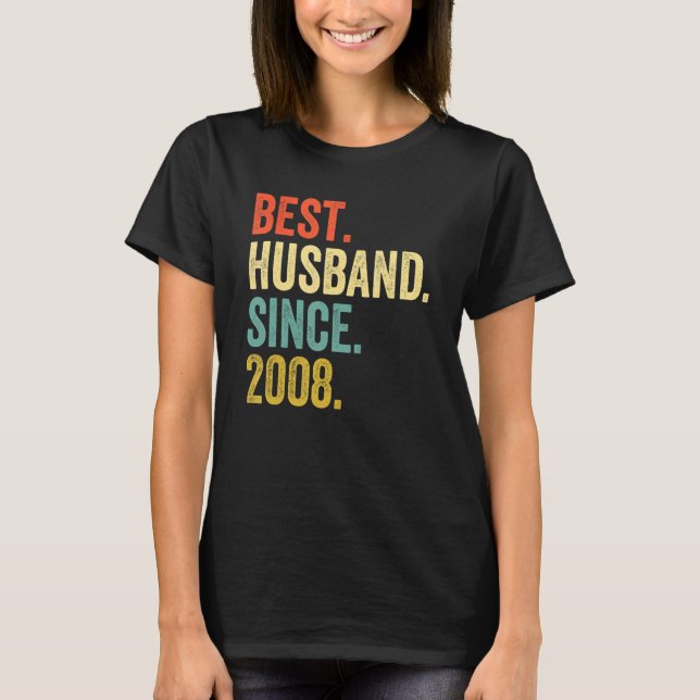 Camiseta El mejor esposo de los hombres desde 2008 14º Boda (Anverso)