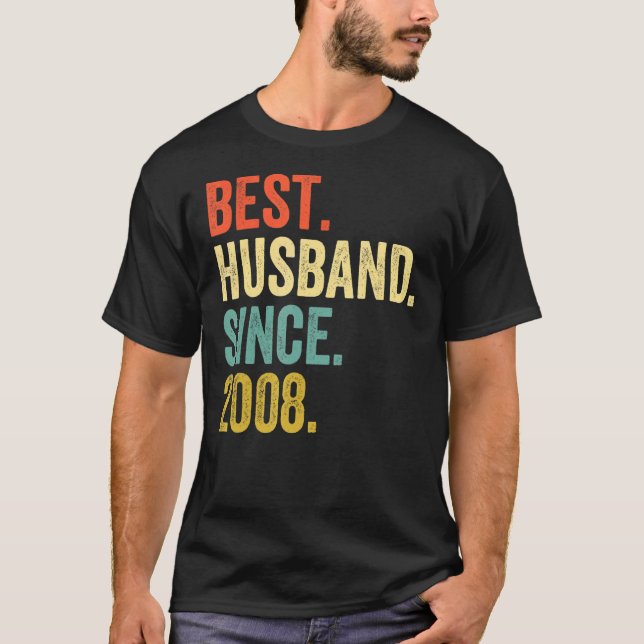 Camiseta El mejor esposo de los hombres desde 2008 14º Boda (Anverso)