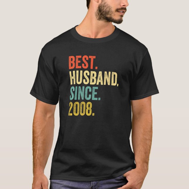 Camiseta El mejor esposo de los hombres desde 2008 14º Boda (Anverso)