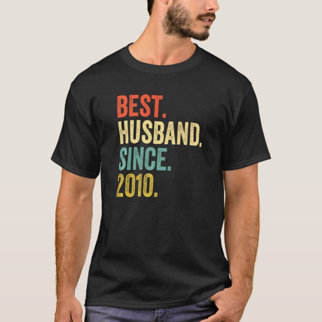 Camiseta El mejor esposo de los hombres desde 2010 12º Boda (Anverso)