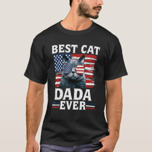 Camiseta El Mejor Gato Dada La Bandera Estadounidense Patri