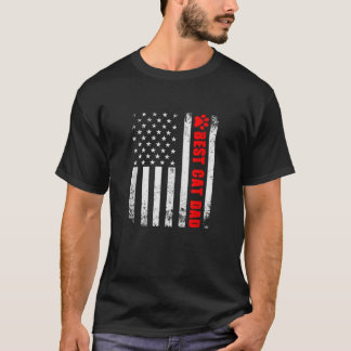 Camiseta El mejor gato papá jamás Bandera Americana Diversi