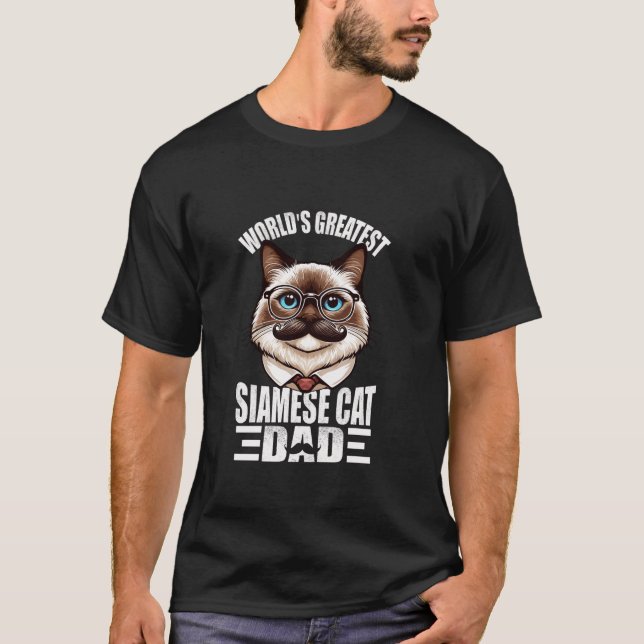 Camiseta El mejor gato siamés del mundo presente para su pa (Anverso)