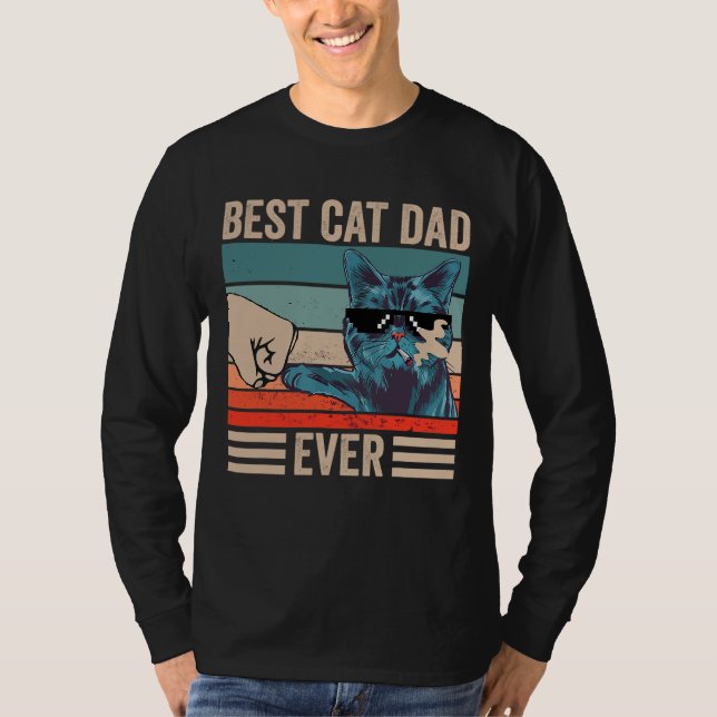 Camiseta El mejor gato viejo del mundo papá del puño del dí (Anverso)