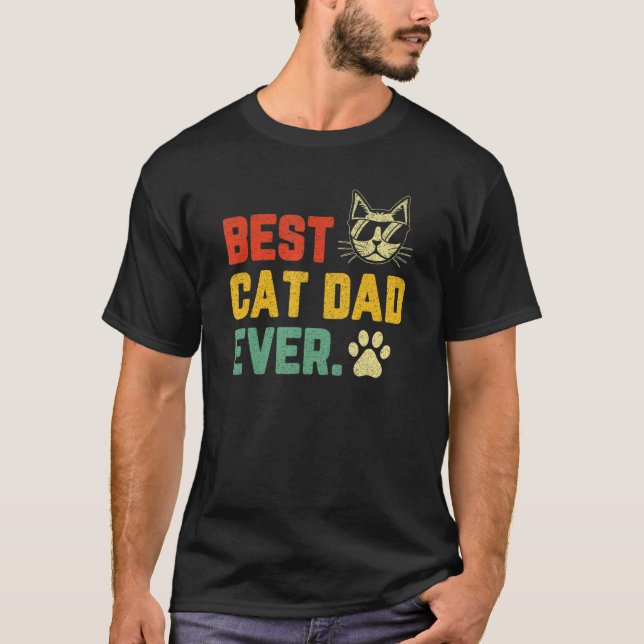 Camiseta El mejor gato y mejor papa retro del gato del padr (Anverso)
