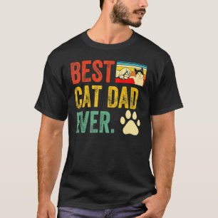 Camiseta El mejor gato y mejor papa retro del gato del padr