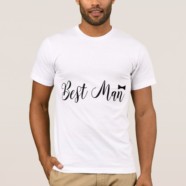 Camiseta El mejor hombre Bowtie Boda Bacheler (Anverso)