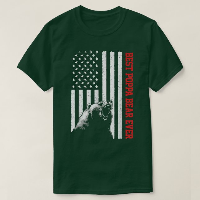 Camiseta El mejor oso de Poppa EEUU Da de padre de bandera  (Diseño del anverso)