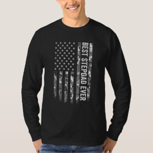 Camiseta El Mejor Padrastro Americano Camuflaje Bandera Vet