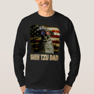 Camiseta El Mejor Padre Shih Tzu Que Haya Bandera Estadouni