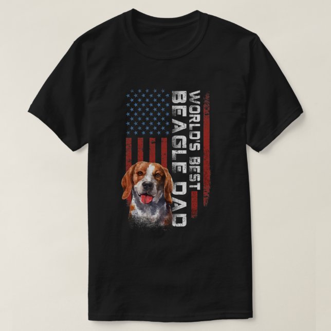 Camiseta El mejor papá beagle del mundo de la bandera estad (Diseño del anverso)