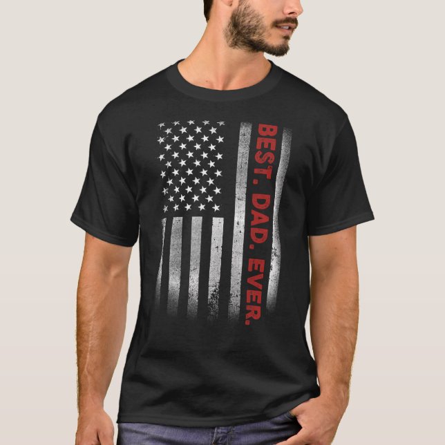 Camiseta El mejor papá con bandera estadounidense para padr (Anverso)
