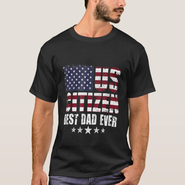 Camiseta El Mejor Papá Con La Bandera Estadounidense Y Las  (Anverso)