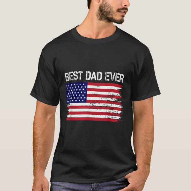 Camiseta El Mejor Papá Con Los Padres De La Bandera Estadou (Anverso)