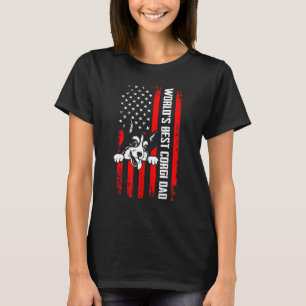 Camiseta El mejor papá Corgi del mundo Bandera Americana Vi