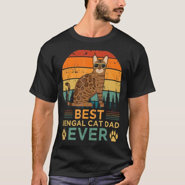 Camiseta El mejor papá de gato bengalí de estilo retro para (Anverso)