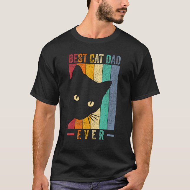 Camiseta El mejor papá de gato jamás retro padre de papás (Anverso)